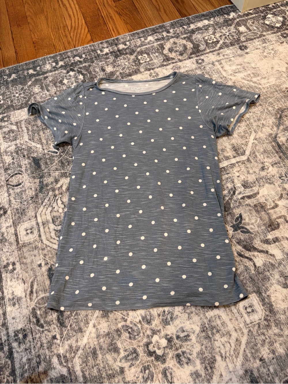 LOFT Blue Polka Dot Short Sleeve Tee